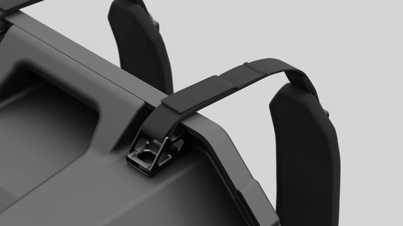 Detail of the double-layered velcro strap anchor